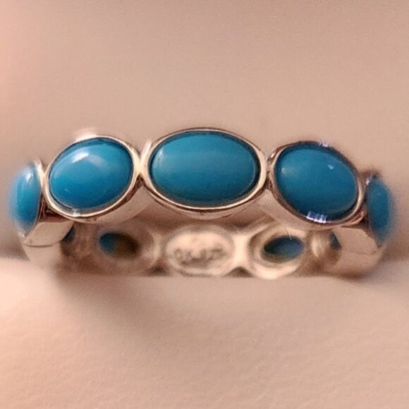 JTV Eternity Band, Sleeping Beauty Turquoise Sterling Silver Ring sz-7 - Picture 1 of 4